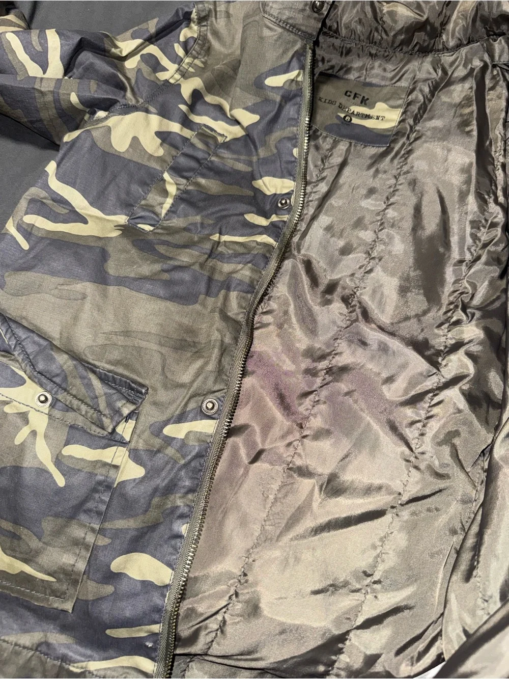 Kids Camo Hooded Raincoat - Olive Green Camo